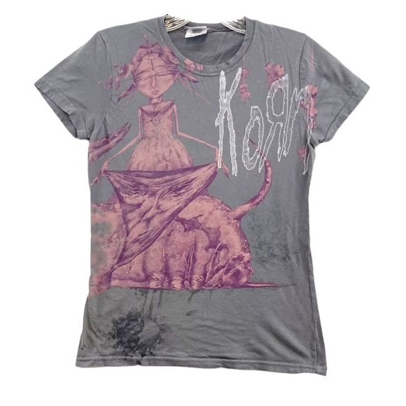 Y2K Vintage Korn T-Shirt Womens Graphic Metal Band Promo Tour Merch - Picture 1 of 4